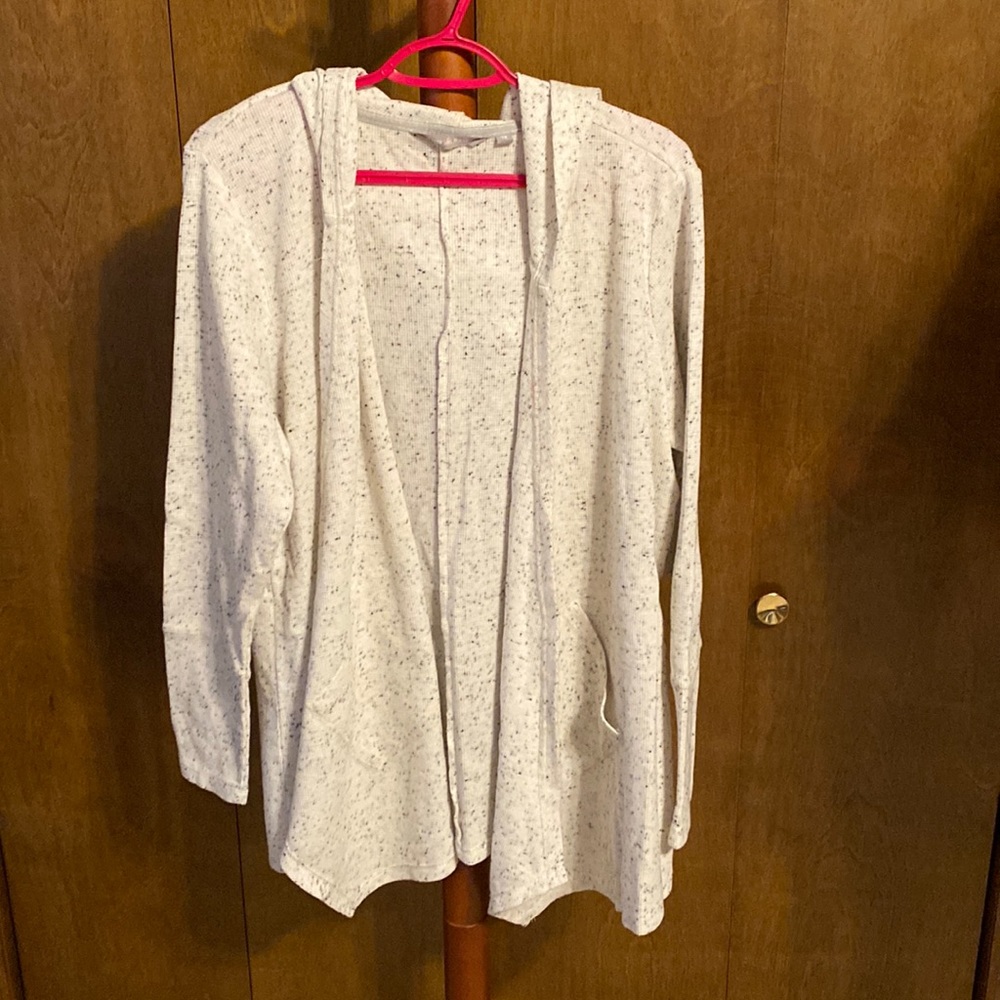 Open-front hooded cardigan